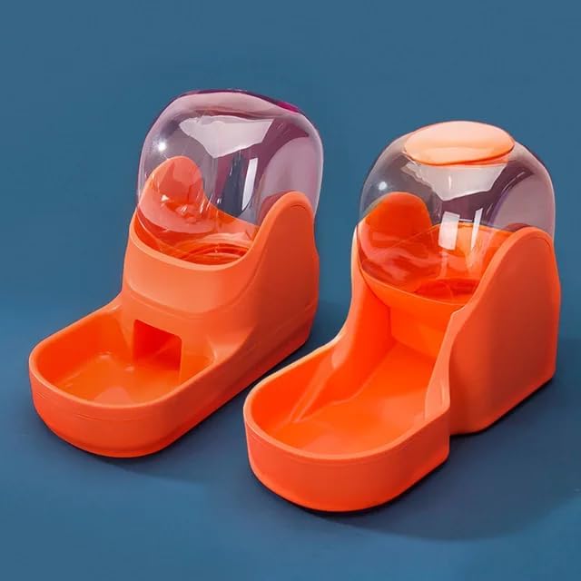 Dog & Cat Feeder + Waterer Set,Automatic Pet Feeder 2 in 1 Cat & Dog Food Water Dispensers, Cats and Dogs Food Feeder and Water Dispenser 3.9L for Small, Medium, & Large Pets (Orange)
