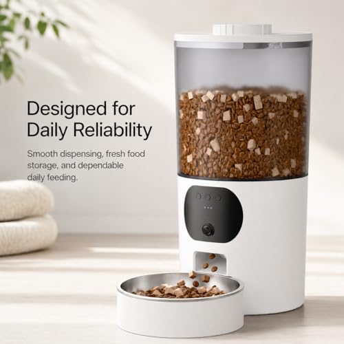 Automatic Cat Feeder with 2K Camera, Smart Pet Feeder with App Control for Cats & Small Dogs, 2-Way Audio & Motion Alerts, 5L WiFi Automatic Dog Feeder with Night Vision