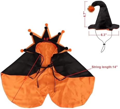 ADOGGYGO Halloween Jester Dog Costumes, Black Orange Dog Cape Hat Set - Image 5