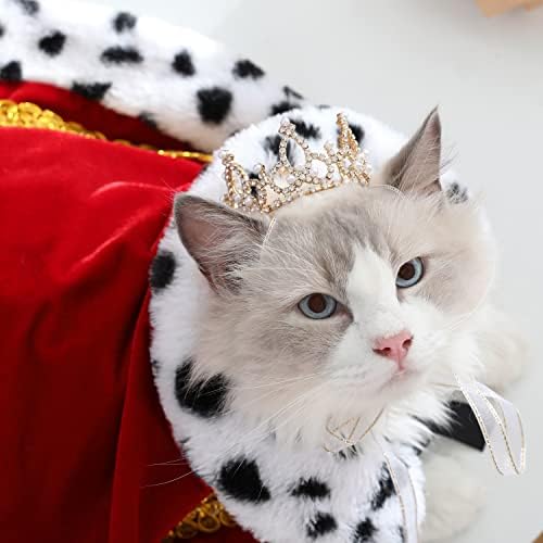 Lovelyshop Pearl Rhinestone Pet Crown for Dogs & Cats, Gold, S by Lovelyshop