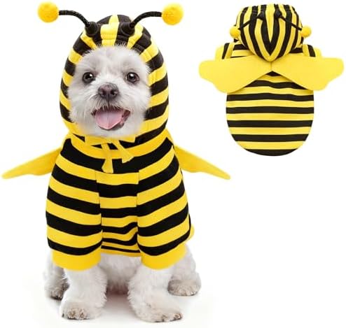 Idepet Halloween Pet Bee Costume,Dog Hoodie Bumble Cosplay Puppy Clothes by Idepet