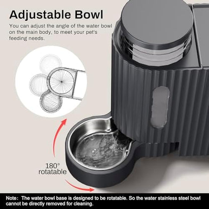 Gravity Automatic Cat Feeder, Water & Food Dispenser Set, Stainless Bowls