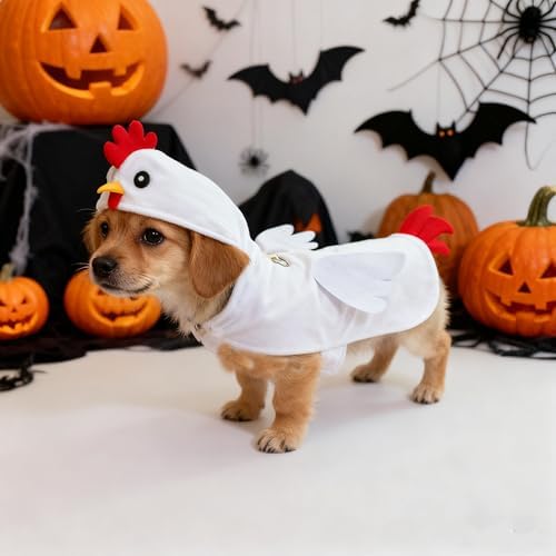 Dog Halloween Costumes Dog Chicken Costume Halloween Pet Clothes for Halloween Pet Party Cosplay (White, Large) - Image 5