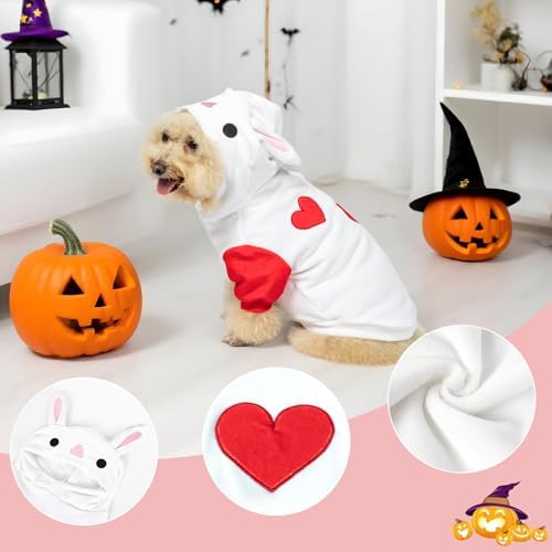NACOCO Halloween Rabbit Dog Costume - Pet Christmas New Year Hoodie Warm Party Coat Outfit for Small and Medium Cat Dog Clothes(Red Rabbit,L) - Image 2