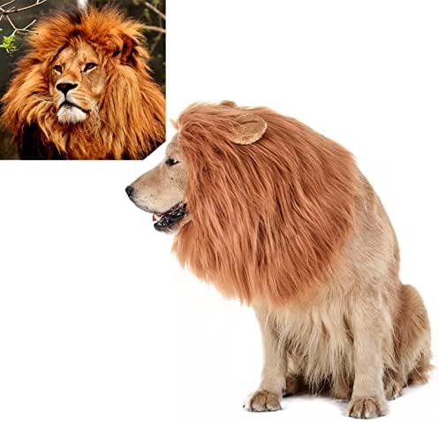 Funny Dog Cosplay Lion Brown Wig, Realistic Lion Mane Wig, Dog Lion Mane for Halloween, Christmas, Parties, Festivals, Dog Wigs for Large Dogs - Image 3