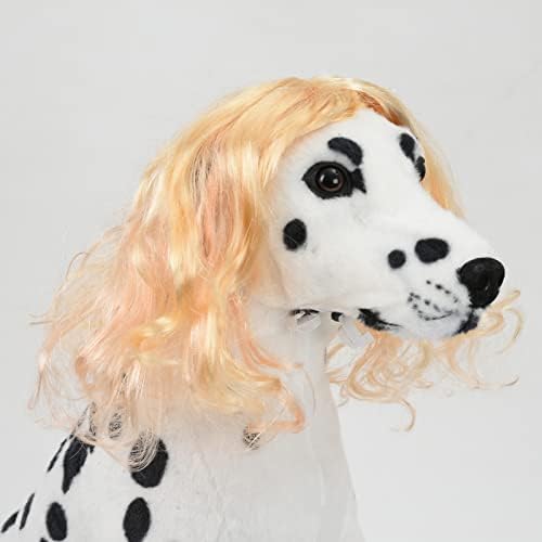 Funny Dog Cat Cosplay Wig for Halloween, Christmas, Parties, Festivals - Pet Wigs for Small, Medium and Large Dogs (Long Blonde Curly Hair) - Image 2