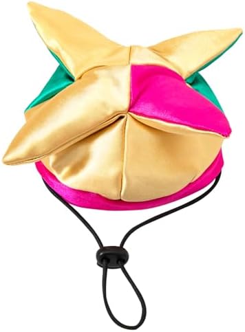 Mardi Gras Dog Costume Halloween Clown Jester Collar Cape Pet Accessories Set Golden Green Purple Puppy Dress Up (Large) - Image 3