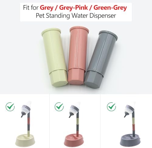 NACOCO Pet Standing Water Dispenser - Cat Dog Standing Bowl with Detachable Pole Automatically Feeding Water Height Adjustable(Grey/Grey Pink/Green Grey Adjustable Rods)
