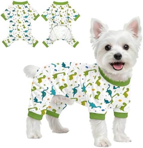 Dog Pajamas for Small Medium Dogs Pjs Green Dinosaurs Dog Onesie Breathable Puppy Pj Pet Stretchy Soft Sleepwear for Spring Summer Costume-XL by Ruirichfun