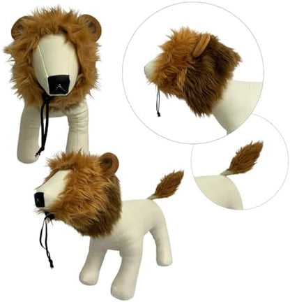 Halloween Lion Mane Pet Set, Hood and Tail - Small to Medium-Large Breed Funny Clothes Outfit Apparel (Small) - Image 2