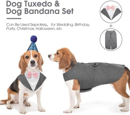Kuoser Dog Tuxedo, Dog Suit and Bandana Set, Dogs Costume with D-Ring - Image 2