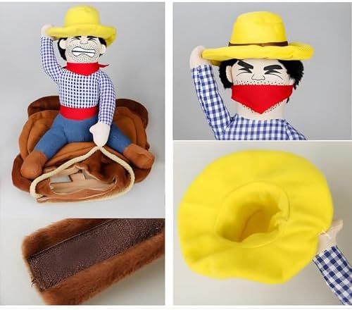 NACOCO Cowboy Rider Dog Costume for Dogs Clothes Knight Style with Doll and Hat for Halloween Day Pet Costume (S) - Image 2