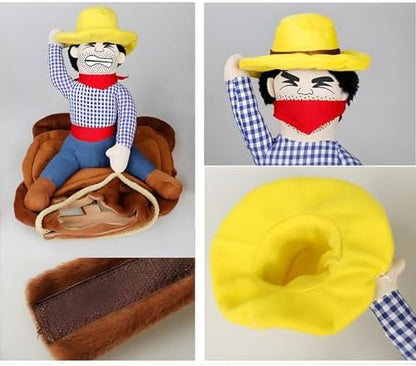 NACOCO Cowboy Rider Dog Costume for Dogs Clothes Knight Style with Doll and Hat for Halloween Day Pet Costume (XL) - Image 2