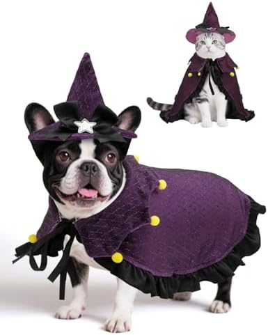 CuteBone Dog Halloween Costumes for Small, Medium, Large Dogs – Witch Pet Cosplay Outfits | Cute Puppy Costume for Halloween Party, Dress-Up, Photo Shoots GBZ03L by CuteBone