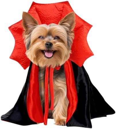 Dog Halloween Costumes for Small Medium Large Dogs Cats, Adjustable Cat Dog Vampire Costume Cloak Stand-Collar,Small Dog Halloween Costumes for Dachshund French Bulldog Chihuahua Yorkie (Black, S) by WizBBQT