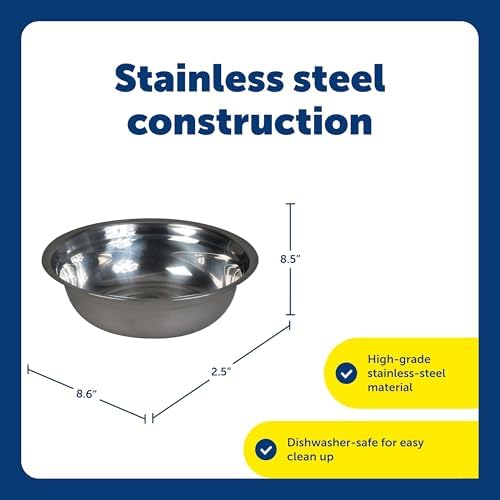 PetSafe Stainless Steel Dog and Cat Bowl, Grey, 5 Cup