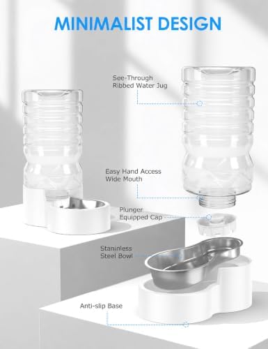 Heouvo 2.1 Gal Gravity Dog Water Dispenser, Wide-Mouth, No Filter, White