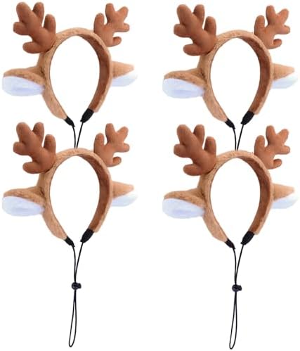 Beviliu 4pack Dog Reindeer Antlers Headband, Dog Christmas Antlers Costume by Beviliu