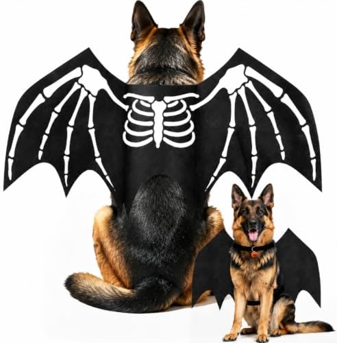 Large Dog Halloween Costumes, Adjustable Pet Dog Bat Wings Costume with Pumpkin Bell & Leash for Large Dogs Halloween Cosplay Party Dress Up（L） - Image 6