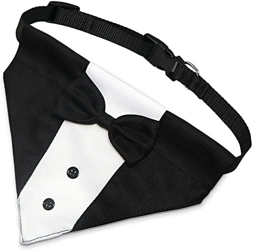 GOYOSWA Dog Tuxedo Suit Wedding Bandana Collar with Bow Tie, Adjustable Formal Dog Tux, Engagement Birthday Tuxedo for Small Medium Large Dogs Pets (Small: Neck 12.5”-21”) - Image 2