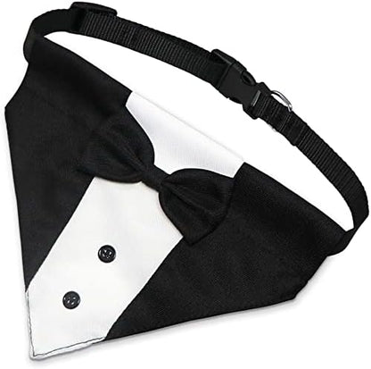 GOYOSWA Dog Tuxedo Suit Wedding Bandana Collar with Bow Tie, Adjustable Formal Dog Tux, Engagement Birthday Tuxedo for Small Medium Large Dogs Pets (Small: Neck 12.5”-21”) - Image 2