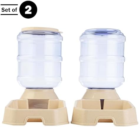 Automatic Cat Feeder and Water Dispenser - 2-Pack 3.8L/1G Dog Food and Water Bowl - Gravity Automatic Water Dispenser for Dogs and Cats by PETMAKER