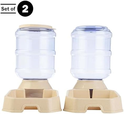 Automatic Cat Feeder and Water Dispenser - 2-Pack 3.8L/1G Dog Food and Water Bowl - Gravity Automatic Water Dispenser for Dogs and Cats by PETMAKER