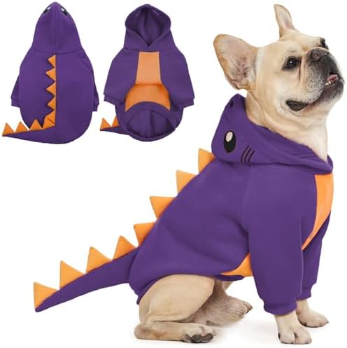 QBLEEV Dog Dinosaur Costume, Dog Halloween Costume with Hoodie by QBLEEV