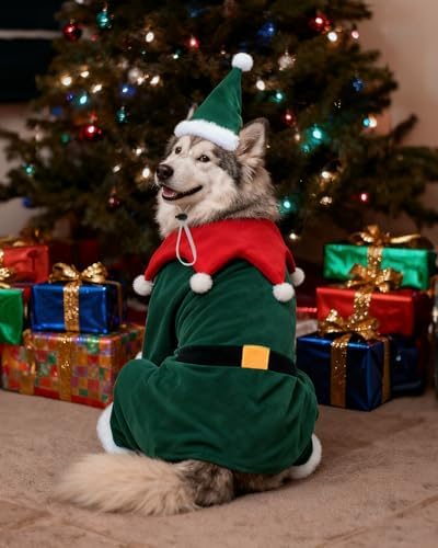 CuteBone Christmas Dog Costumes for Small, Medium, Large Dogs – Elf Pet Cosplay Outfits | Cute Puppy Costume for Holiday Party, Dress-Up, Photo Shoots GBZ07-3XL - Image 5