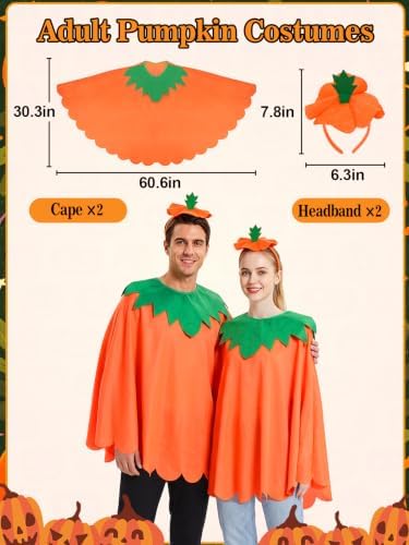 MEWTOGO Halloween Couples Dog Pumpkin Costumes, 3pcs Capes with Headbands - Image 3