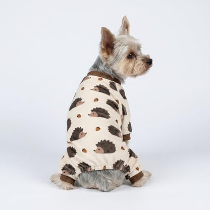Fitwarm Funny Hedgehog Dog Pajamas, Warm Winter Dog Clothes for Small Dogs Boy Girl, Cozy Pet Onesie with Feet, Beige, Brown, Medium - Image 4