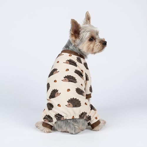 Fitwarm Funny Hedgehog Dog Pajamas, Warm Winter Dog Clothes for Small Dogs Boy Girl, Cozy Pet Onesie with Feet, Beige, Brown, XS - Image 4