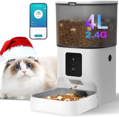 ANDOLL HOME Automatic Cat Feeder,4L Timed Cat＆Dog Dry Food Dispenser