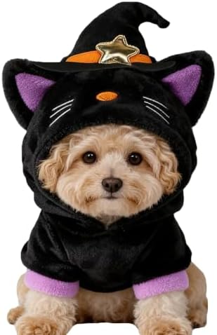 Halloween Dog Magician Costume, Warm Cat Wizard Outfit with Hood，X-Small by SSEISS
