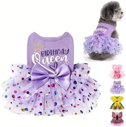 KOOLTAIL Dog Dresses for Small Medium Dogs Girls Birthday Holiday Soft Puppy Dresses Dogs Clothes Female,Cute Easter Summer Spring Outfits, Pet Costume Apparel Purple XS by KOOLTAIL