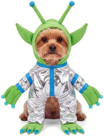 Halloween Green Alien Costume for Small Dog, Dog Astronaut Outfits, S by Huhumy