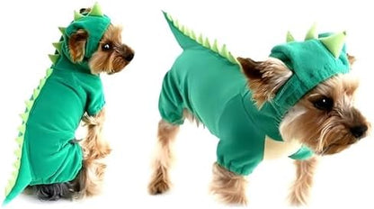 Hotumn Dinosaur Dog Halloween Costume Pet Dino Hoodie for Small Dogs (Small, Green) - Image 4