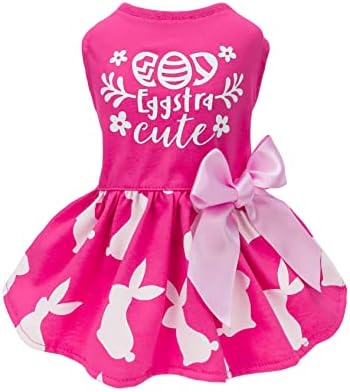 Fitwarm Eggstra Cute Easter Outfit, Bunny Dress, Holiday Clothes for Small Dogs & Cats, Hot Pink, XXS by Fitwarm