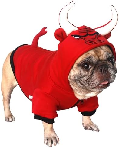 iChoue French Bulldog Halloween Red Bull Costume Clothes Hoodies, M by IAMAFRENCHIE
