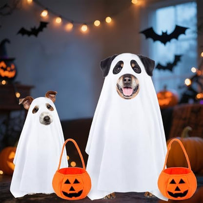 Dog Halloween Costumes, Dog Ghost Costume Funny Pet Ghost Costume with Pumpkin Candy Bag for Small Medium Large Dogs Pets (Small) - Image 5