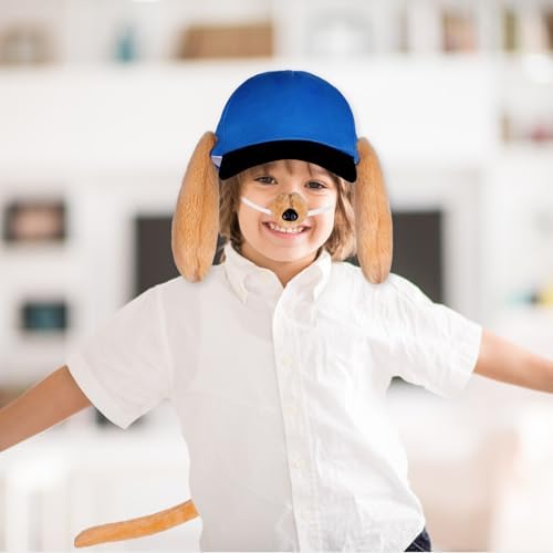 Dog Hero Hat Costume Kit, Include Dog Ears Cap, Dog Nose for Kids Men Women Halloween Cosplay Back to School Dress Up Blue - Image 5