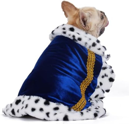 Lovelyshop Royal Velvet Pet Cloak with Fur Trim for Cats & Dogs, Blue, M/Oversize - Image 2