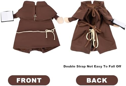 NACOCO Halloween Dog Priest Costume - Pet Minister Clothes Cat Funny Pope Clergy Outfit Apparel Adjustable for Small Medium and Large Dogs(Brown Priest, L) - Image 5
