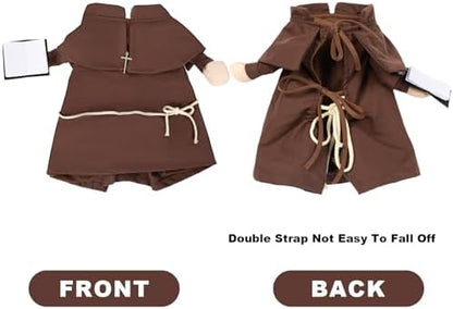 NACOCO Halloween Dog Priest Costume - Pet Minister Clothes Cat Funny Pope Clergy Outfit Apparel Adjustable for Small Medium and Large Dogs(Brown Priest, L) - Image 5