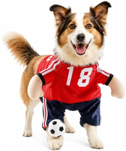 Soccer Player Dog Costume Adjustable Halloween Outfit-S by ISMARTEN