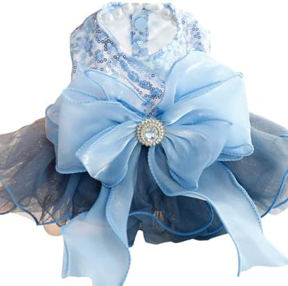 Fashion Sweet Puppy Dog Blingbling Princess Skirt Pet Dog Lace Cake Camisole Tutu Dress E-Navy XS - Image 2