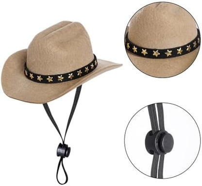 choyaxo Pet Cowboy Costume Cosplay Cap Halloween Costumes for Dogs Cat Pet Party Decoration Mini Cowboy Hat (Khaki, Medium) - Image 2