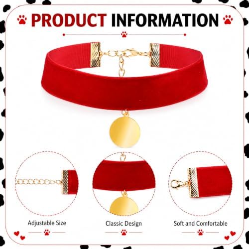 Halloween Dalmatian Costume Set Include Dog Ear Headbands Velvet Choker Tails for Adults Party Dress Up - Image 3