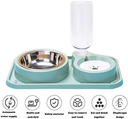 Love Dream Double Dog Cat Bowls, Anti-Slip Pet Food and Water Bowl Set