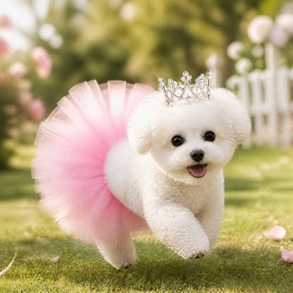 Pet Costume Set Tutu Skirt with Pearl Crown for Small Dog Cat Halloween Birthday Wedding Photo Prop Costume - Image 6